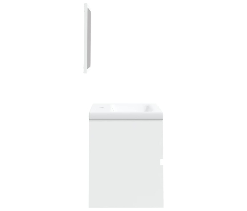 Armario de lavabo con lavamanos y espejo blanco