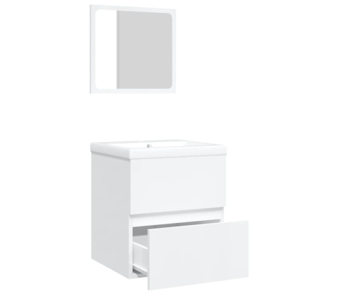 Armario de lavabo con lavamanos y espejo blanco