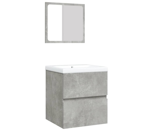 Armario de lavabo con lavamanos y espejo gris hormigón