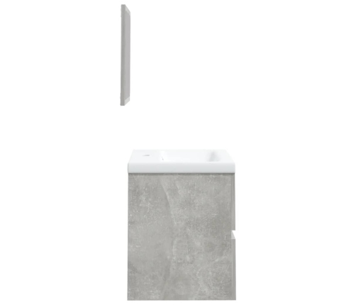 Armario de lavabo con lavamanos y espejo gris hormigón