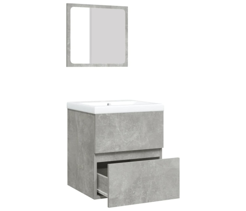 Armario de lavabo con lavamanos y espejo gris hormigón