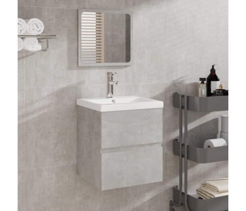 Armario de lavabo con lavamanos y espejo gris hormigón