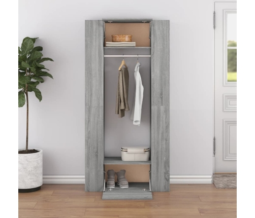 Mueble de recibidor 2 uds madera contrachapada gris Sonoma