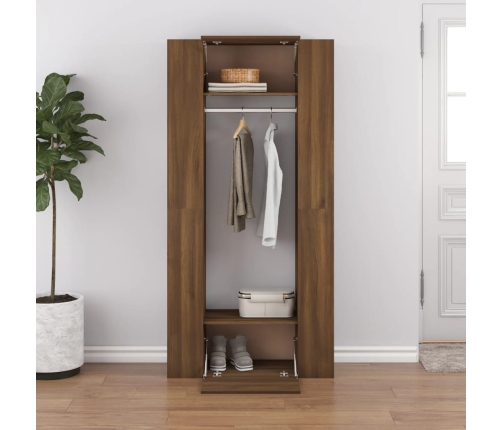 Mueble de recbidor 2 uds madera contrachapada marrón roble