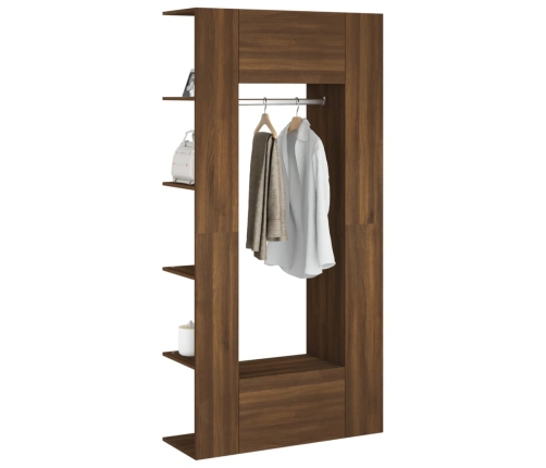 Mueble de recbidor 2 uds madera contrachapada marrón roble