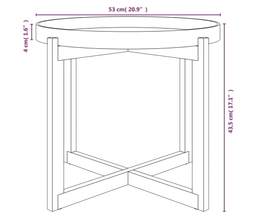 vidaXL Mesa de centro madera contrachapada y pino blanco 53x53x43,5cm