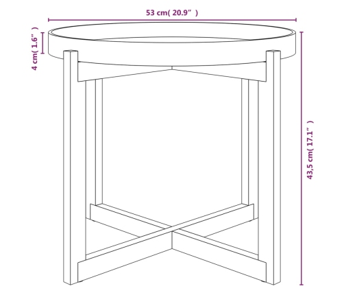 Mesa de centro madera contrachapada y pino negro 53x53x43,5 cm