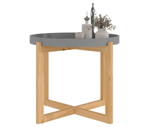 vidaXL Mesa de centro madera contrachapada y de pino gris 53x53x43,5cm