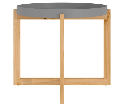 vidaXL Mesa de centro madera contrachapada y de pino gris 53x53x43,5cm