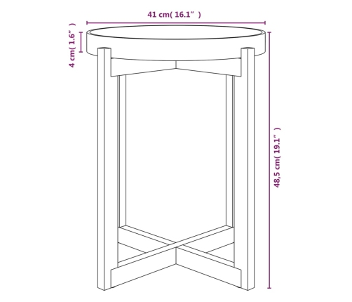 Mesa de centro madera contrachapada y pino negro 41x41x48,5 cm