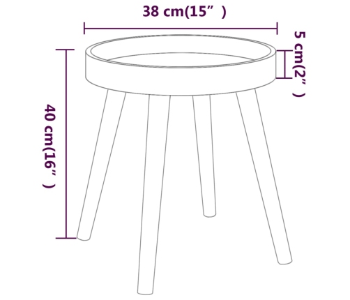 vidaXL Mesa auxiliar madera contrachapada y pino blanco 38x38x40 cm