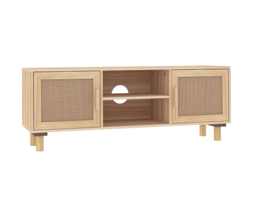 Mueble para TV madera maciza pino y ratán natural 105x30x40 cm