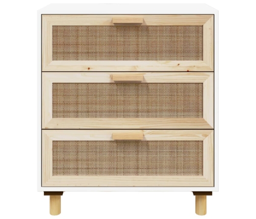 Aparador blanco madera pino maciza y ratán natural 60x30x70 cm