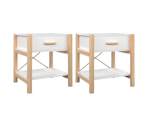 Mesitas de noche 2 uds madera contrachapada blanco 42x38x45 cm