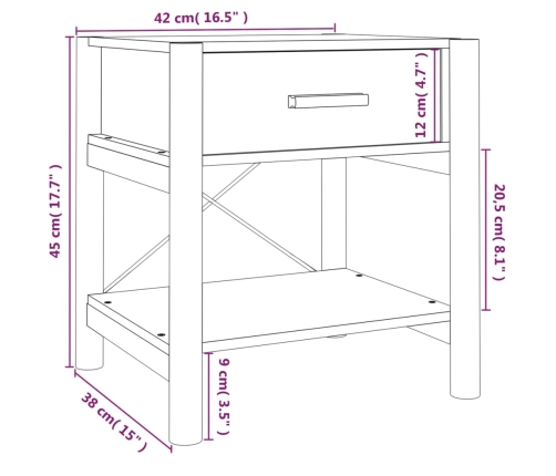 vidaXL Mesitas de noche 2 uds madera contrachapada negro 42x38x45 cm