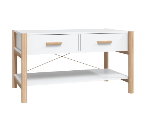 Mesa de centro madera contrachapada blanco 82x48x45 cm