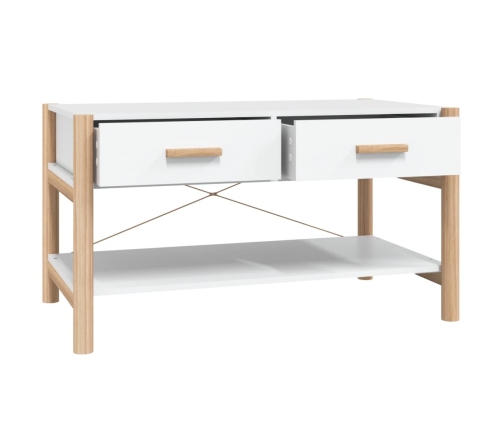 vidaXL Mesa de centro madera contrachapada blanco 82x48x45 cm