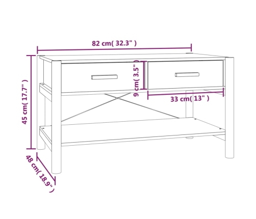 Mesa de centro madera contrachapada blanco 82x48x45 cm