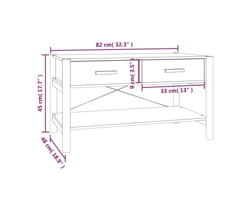 Mesa de centro madera contrachapada 82x48x45 cm