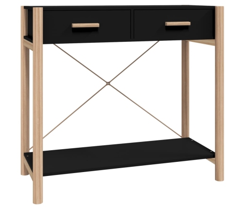 Mesa consola de madera contrachapada negro 82x38x75 cm