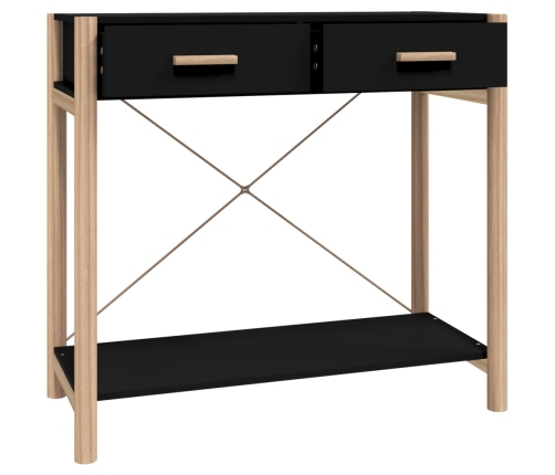 Mesa consola de madera contrachapada negro 82x38x75 cm