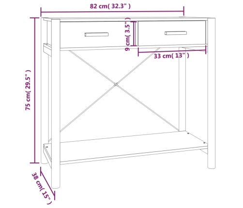 Mesa consola de madera contrachapada negro 82x38x75 cm