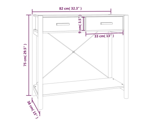 Mesa consola de madera contrachapada 82x38x75 cm