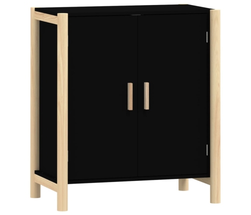 Aparador de madera contrachapada negro 62x38x70 cm