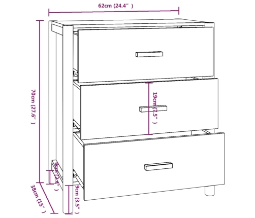 Aparador de madera contrachapada blanco 62x38x70 cm