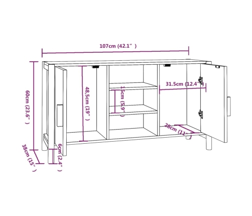 Aparador de madera contrachapada blanco 107x38x60 cm