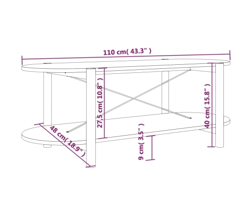 vidaXL Mesa de centro madera contrachapada blanco 110x48x40 cm