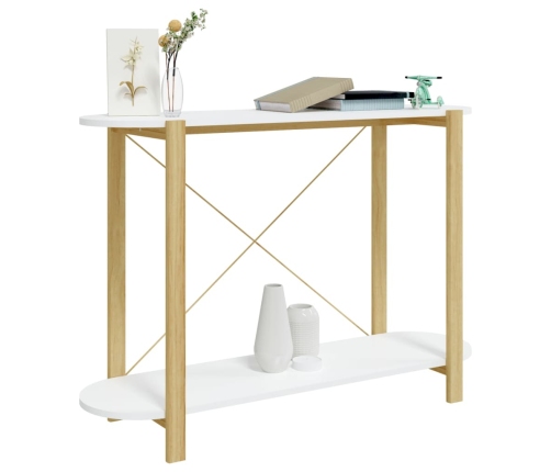 Mesa consola de madera contrachapada blanco 110x38x75 cm