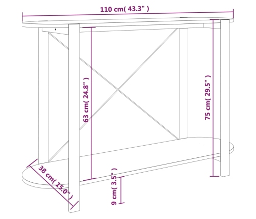 Mesa consola de madera contrachapada blanco 110x38x75 cm