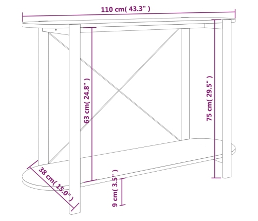 Mesa consola de madera contrachapada 110x38x75 cm