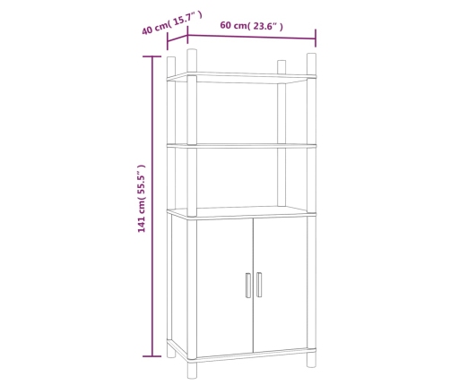 Aparador alto madera contrachapada blanco 60x40x141 cm