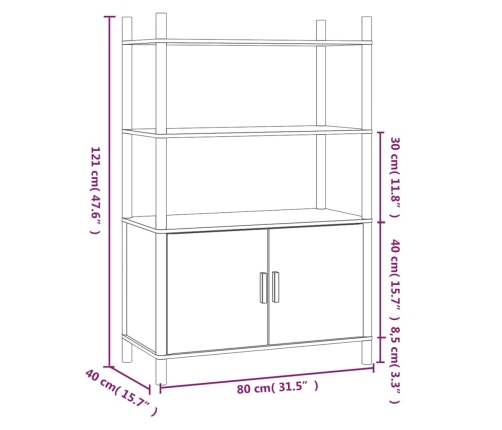 Aparador alto madera contrachapada blanco 80x40x121 cm