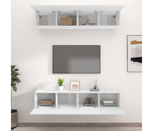 Muebles para TV 4 uds madera contrachapada blanco 80x30x30 cm