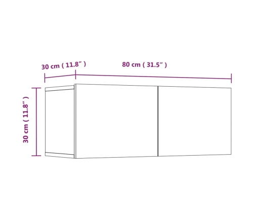 Muebles para TV 4 uds madera contrachapada blanco 80x30x30 cm