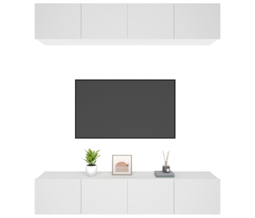 Muebles para TV 4 uds madera contrachapada blanco 80x30x30 cm