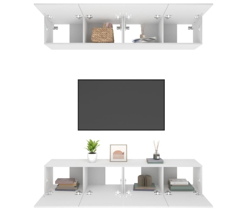 Muebles para TV 4 uds madera contrachapada blanco 80x30x30 cm