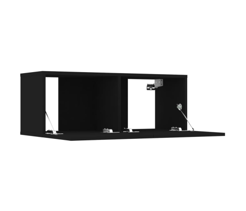 Set muebles de TV 4 uds madera contrachapada negro 80x30x30 cm