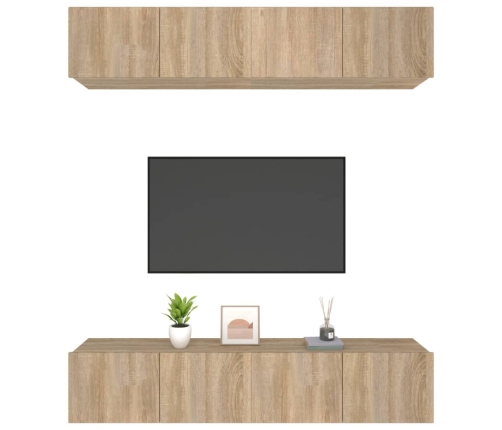 Muebles TV 4 uds madera contrachapada roble Sonoma 80x30x30 cm