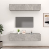 vidaXL Muebles TV 4 uds madera contrachapada gris hormigón 80x30x30 cm