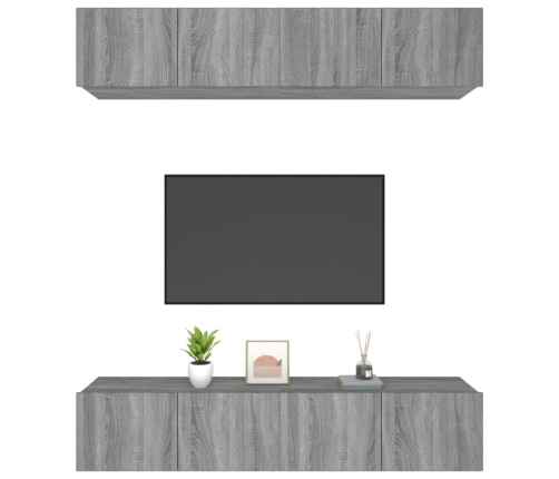 Muebles TV 4 uds madera contrachapada gris Sonoma 80x30x30 cm