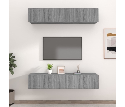 Muebles TV 4 uds madera contrachapada gris Sonoma 80x30x30 cm