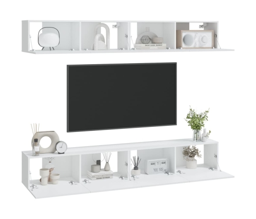 Muebles de TV 4 piezas blanco 100x30x30 cm