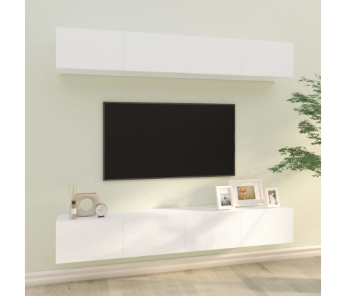 Muebles de TV 4 piezas blanco 100x30x30 cm