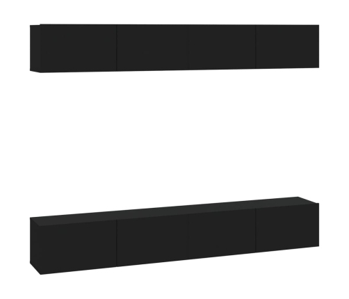 vidaXL Muebles de TV 4 piezas negro 100x30x30 cm