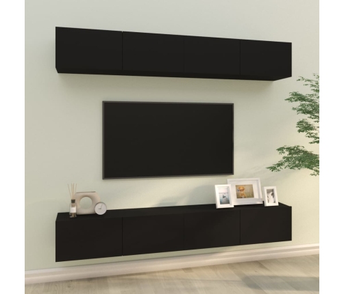 vidaXL Muebles de TV 4 piezas negro 100x30x30 cm