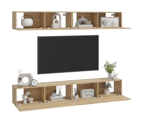 Muebles de TV 4 piezas roble Sonoma 100x30x30 cm